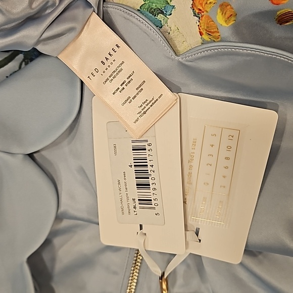 💕TED BAKER💕 Hailly Bardot Dress ~ Raspberry Ripple Print TB Size 4 = US 10 NWT - Picture 16 of 16